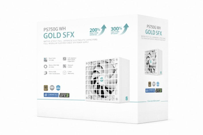 DeepCool PS750G WH 750W Gamer Storm SFX ,Full Japanese Electrolytic Capacitors, Cybenetics Platinum /PPLP Gold