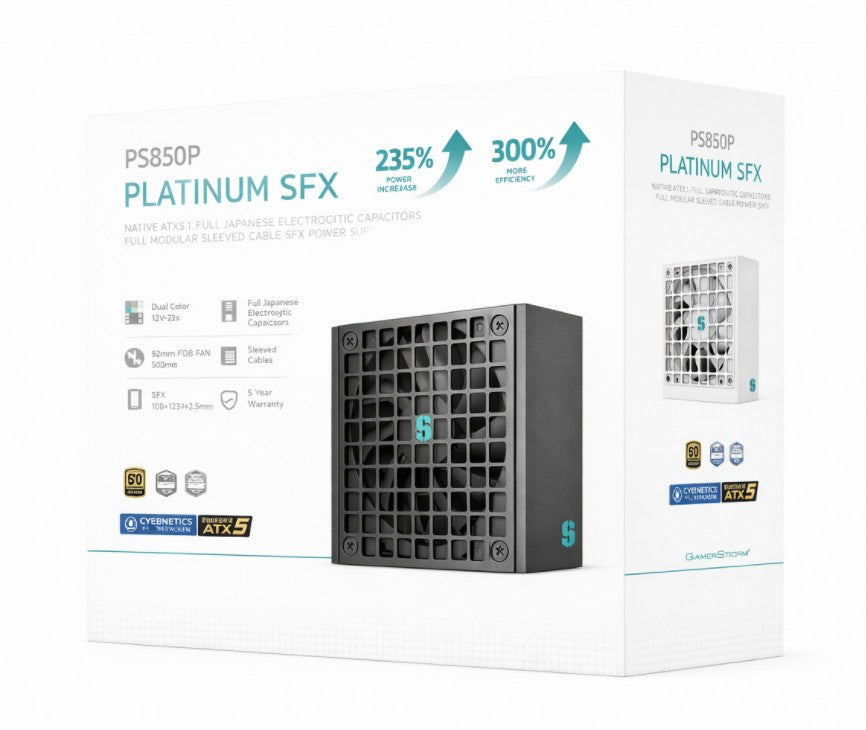 DeepCool PS850P 850W Gamer Storm SFX12V V4.1 & ATX12V V3.1M Full Japanese Electroyltic Capacitors, Cybenetics