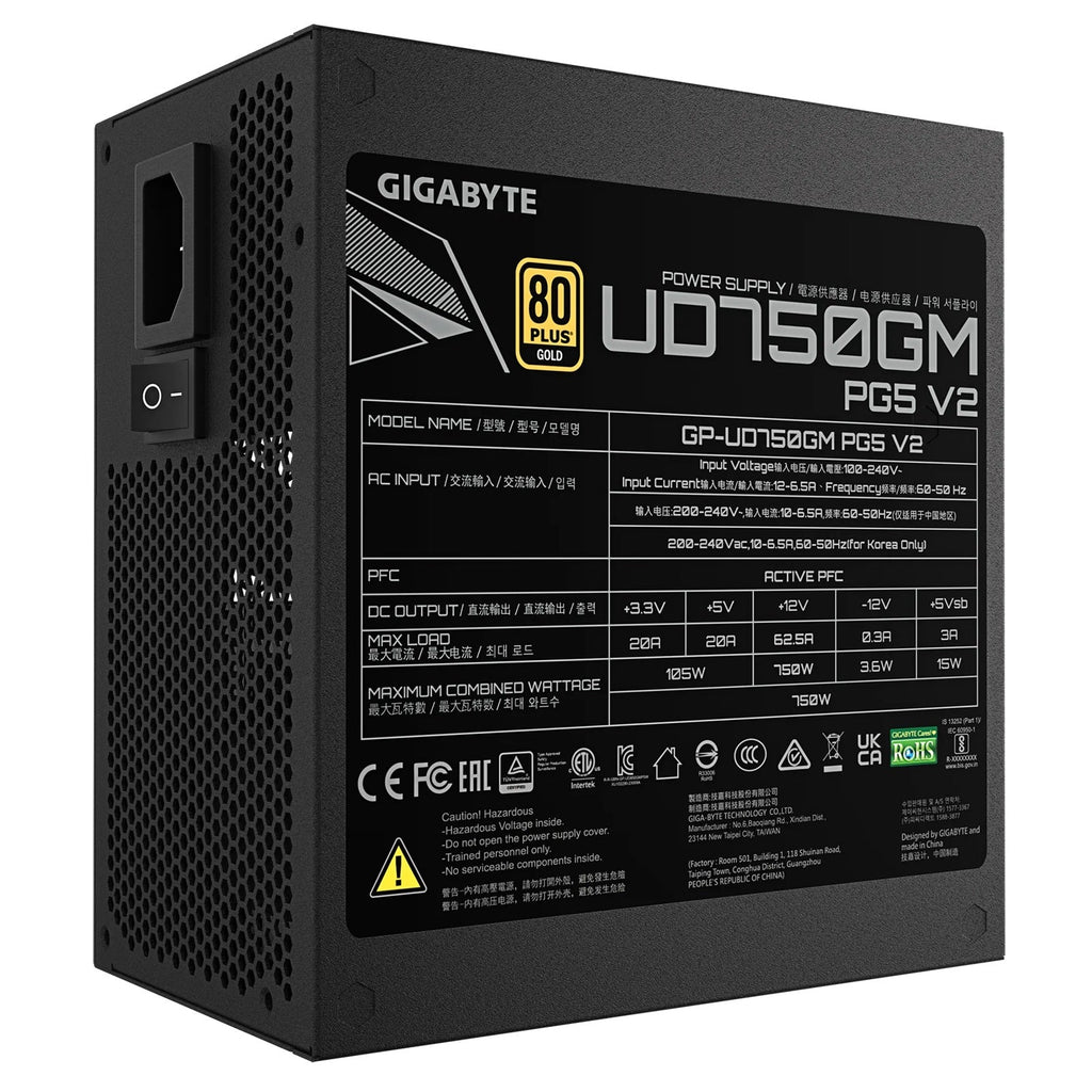 Gigabyte UD750GM 750W ATX 3.1 80+ Gold PSU with PCIe 5.0 Ready Gigabyte