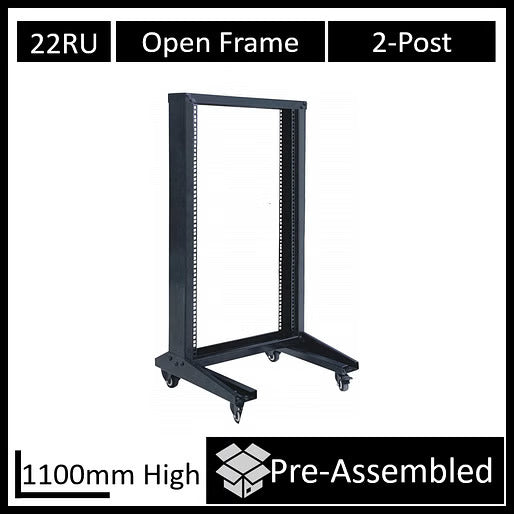 LDR 22U 2-Post Open Frame Rack - Flat Packed for Easy Setup LDR