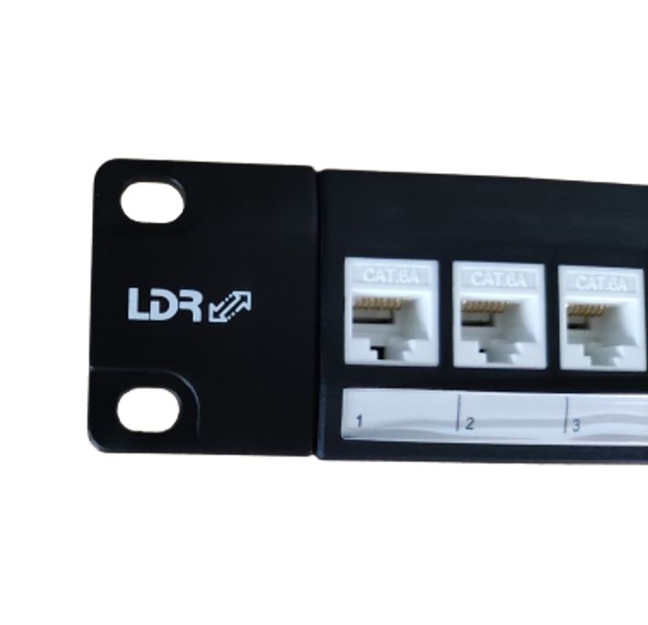LDR 24-Port Cat6A UTP Network Patch Panel - 1U Rack Mount