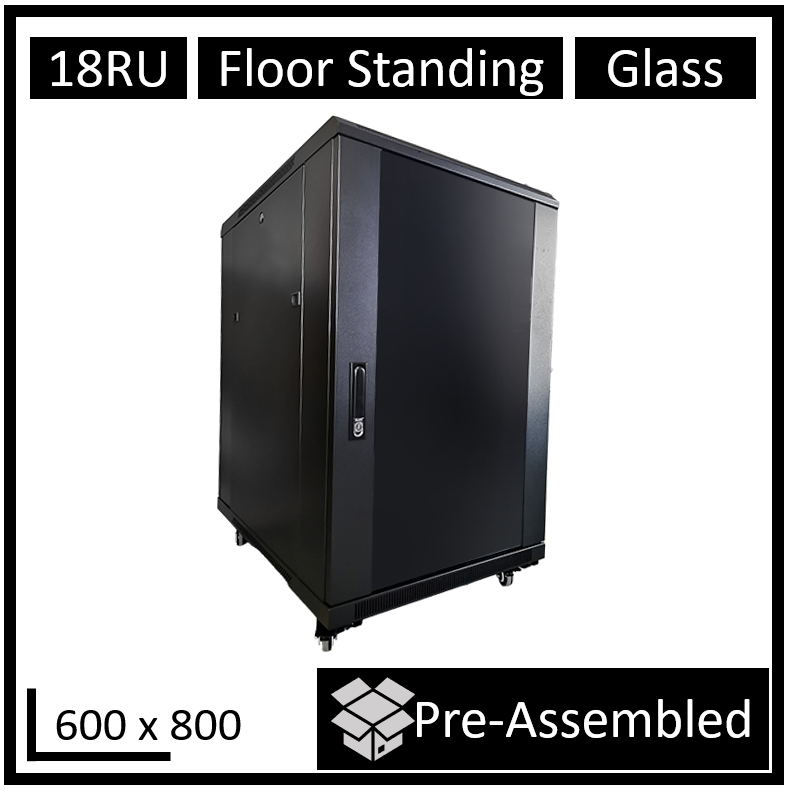 LDR 18U Assembled Server Rack Cabinet with Fan, PDU & Shelves