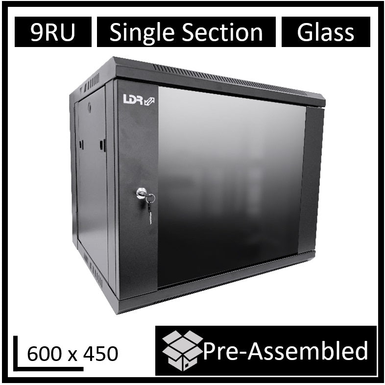 LDR 9U Assembled Wall Mount Network & Security Cabinet