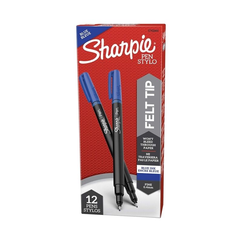 Sharpie Fineliner Blue Pens - Fine Point, 12-Pack 