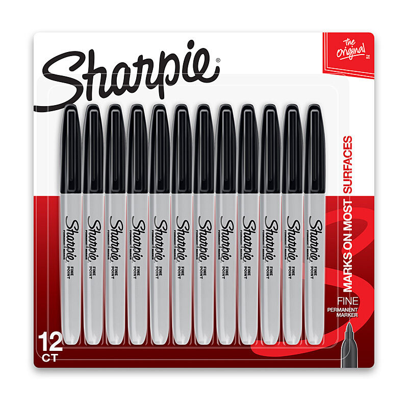 Sharpie Fine Point Permanent Markers - Black, 12-Count Box 