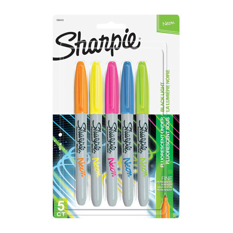 Sharpie Neon Permanent Markers - Fine Point 5 Pack 