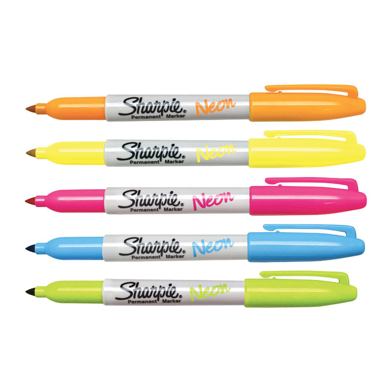 Sharpie Neon Permanent Markers - Fine Point 5 Pack 