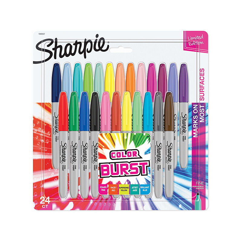 Sharpie Fine Point Color Burst Permanent Markers - 24 Pack 