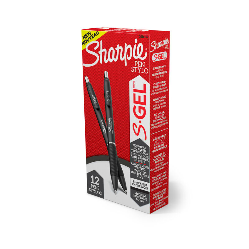 Sharpie S-Gel Black 0.7mm Gel Pens - Box of 12 