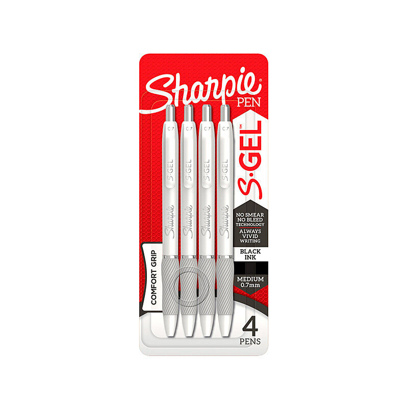 Sharpie S-Gel Retractable Gel Pens, Black Ink, 4 Pack - No Smear 