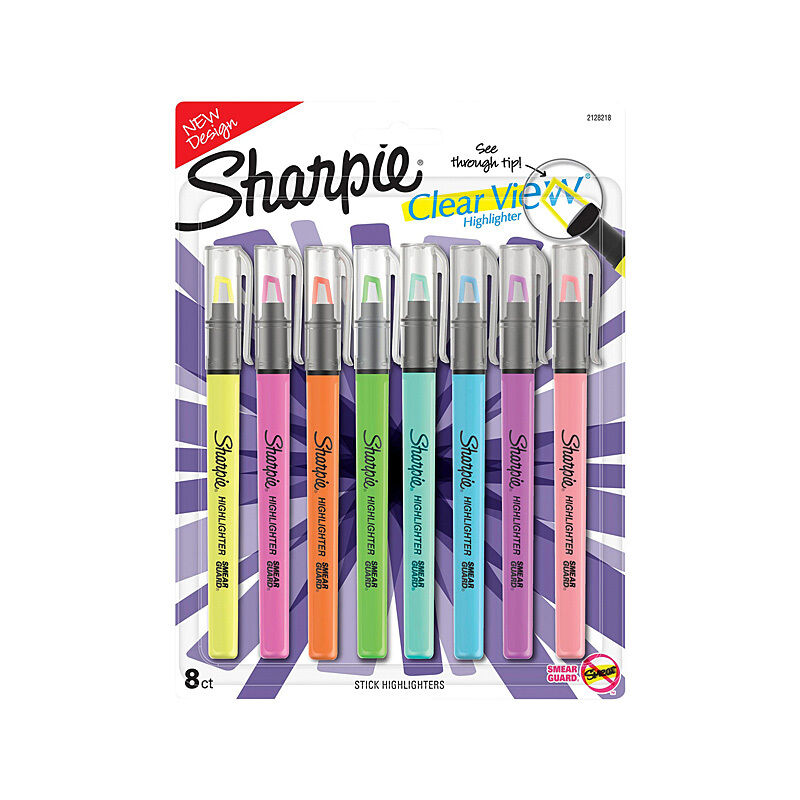 Sharpie Clear View Highlighters, Assorted, 8-Pack 