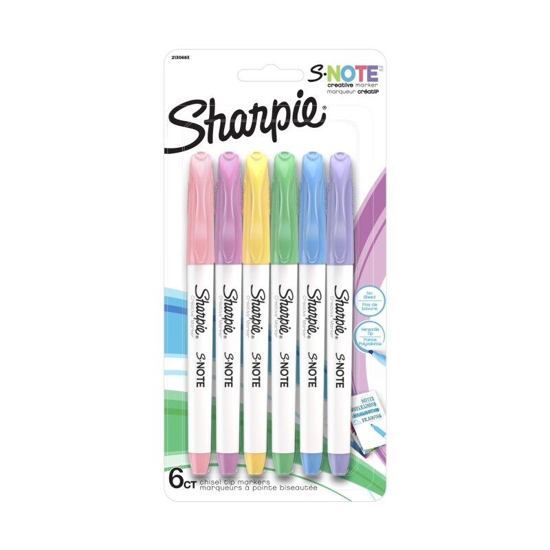 Sharpie S-Note Pastel Highlighters & Markers - 6 Pack 