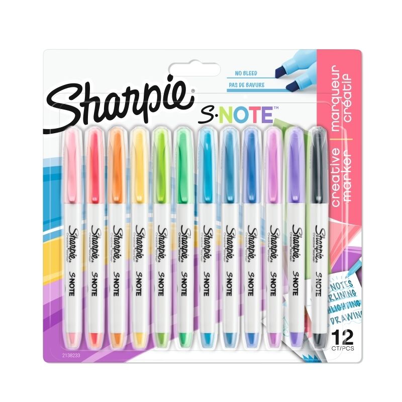 Sharpie S-Note Markers: Assorted Colors, Versatile 12-Pack 