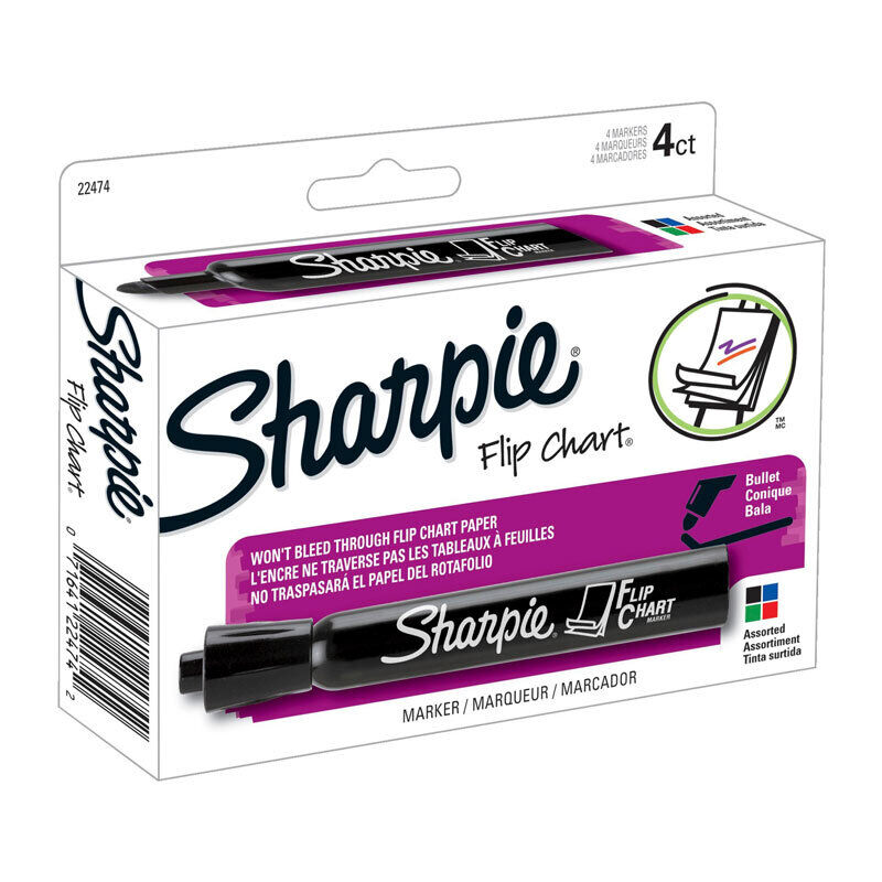 SH Bold Assorted Flip Chart Markers - 4 Pack 