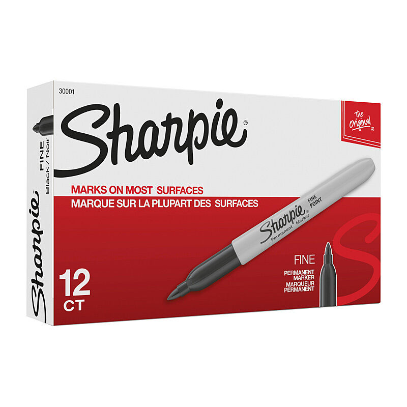 Sharpie Fine Point Permanent Markers, Black (12-Pack) 