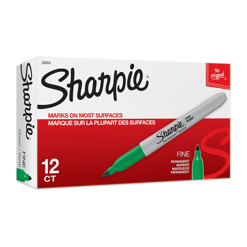 Sharpie Fine Point Green Permanent Markers - Box of 12 