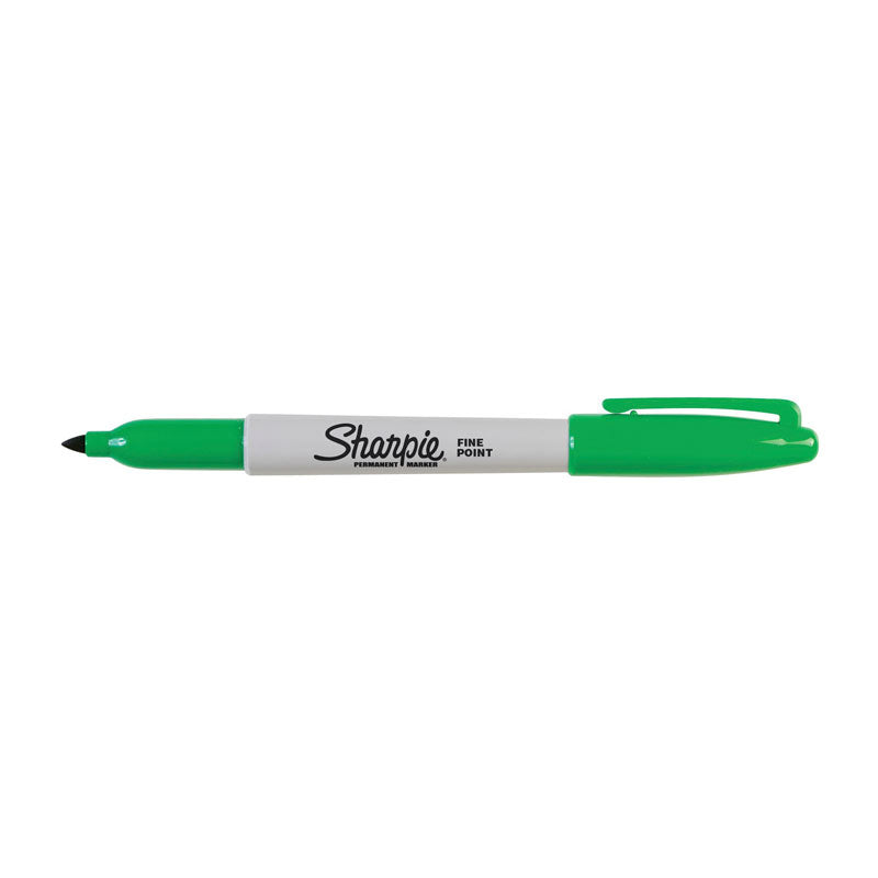 Sharpie Fine Point Green Permanent Markers - Box of 12 