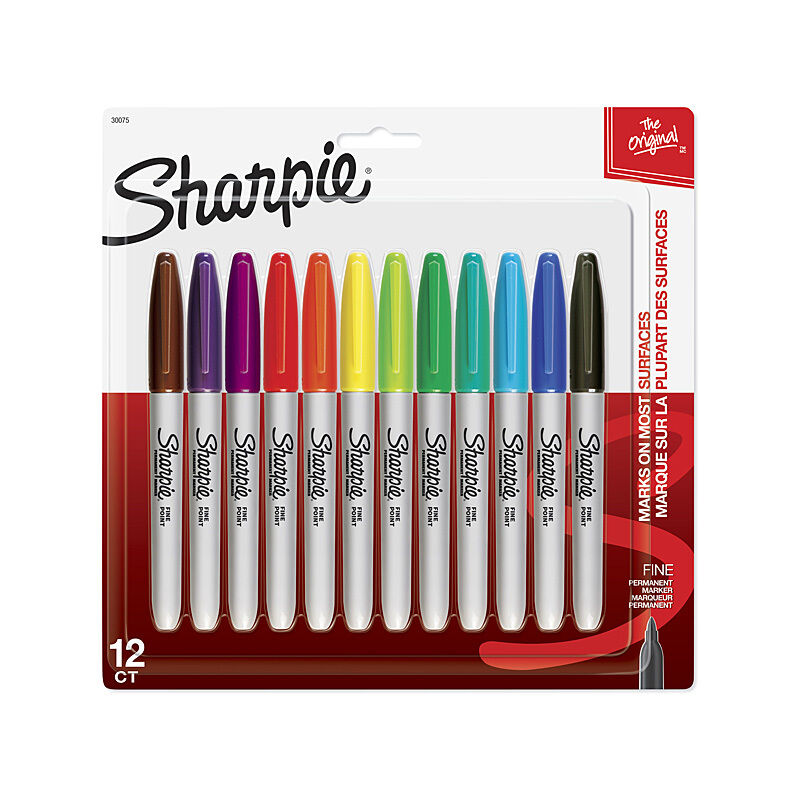 Sharpie Fine Point Permanent Markers - Assorted Colors, 12 Pack 