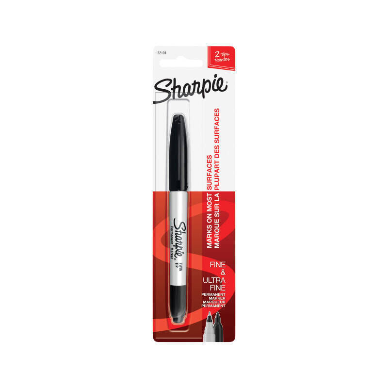 Sharpie Twin Tip Black Permanent Markers - Fine & Ultra-Fine - 6 Pack 