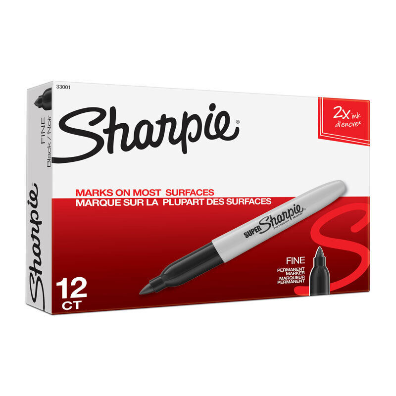 Sharpie Super Fine Point Permanent Markers, Black, 12-Pack 