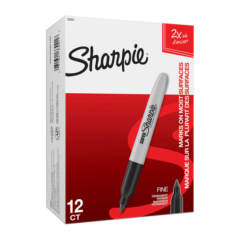 Sharpie Super Fine Point Permanent Markers, Black, 12-Pack 