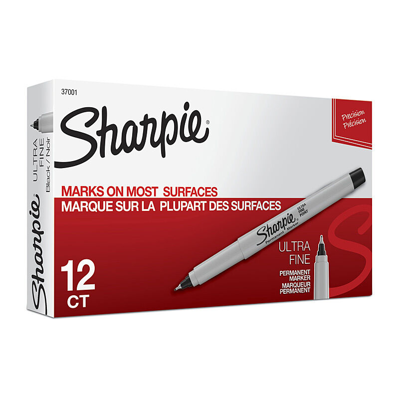 Sharpie Ultra Fine Black Permanent Markers - 12 Pack 