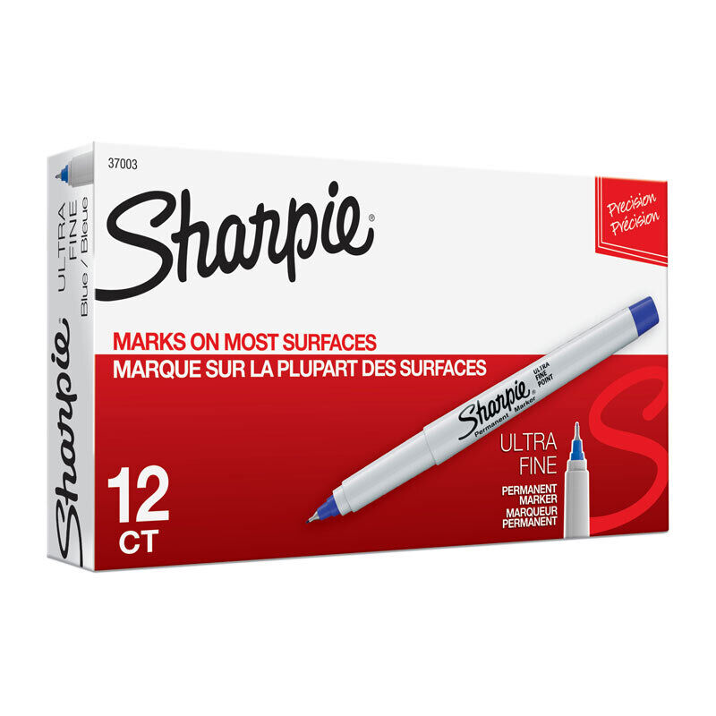 Sharpie Ultra Fine Point Permanent Markers, Blue, 12-Pack 