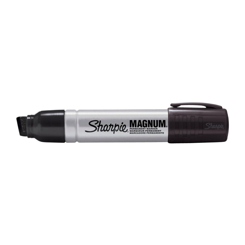 Black Magnum Permanent Markers - Box of 12 Chisel Tip 