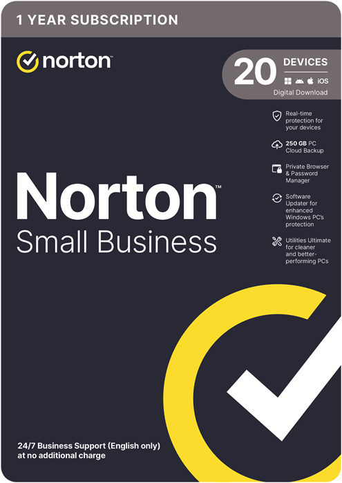 Norton Small Business: 20 Devices, 250GB Storage, 12-Month Digital Key Norton