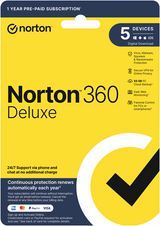 Norton 360 Deluxe 5 Devices 1 Year - Complete Online Security Norton