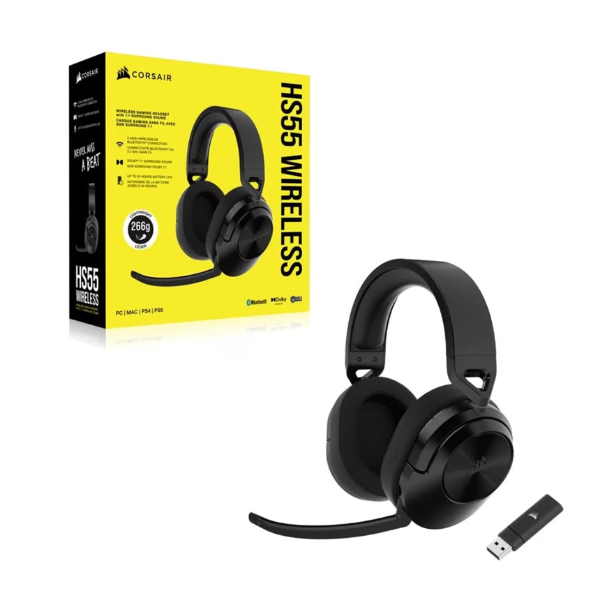 Corsair HS55 Wireless Gaming Headset - PC, PS5, PS4 - Carbon Corsair