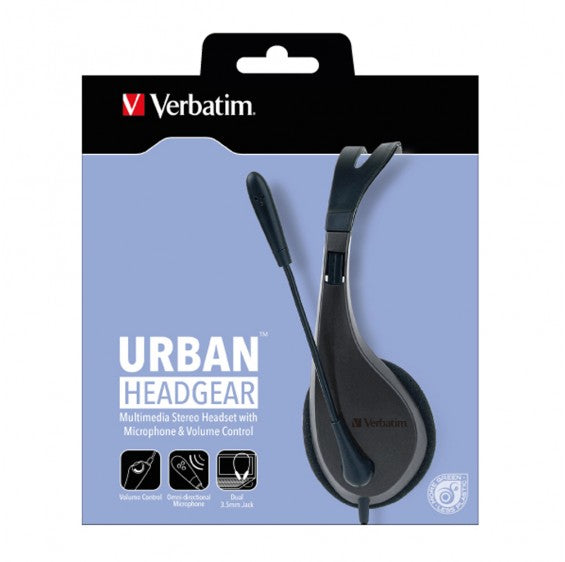 Verbatim Multimedia Headset with Mic - 3.5mm, Stereo, Comfortable Fit 