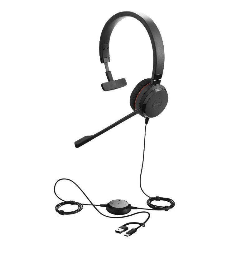 Jabra Evolve 30 II Mono USB Headset | USB-C/A & 3.5mm for MS Teams
