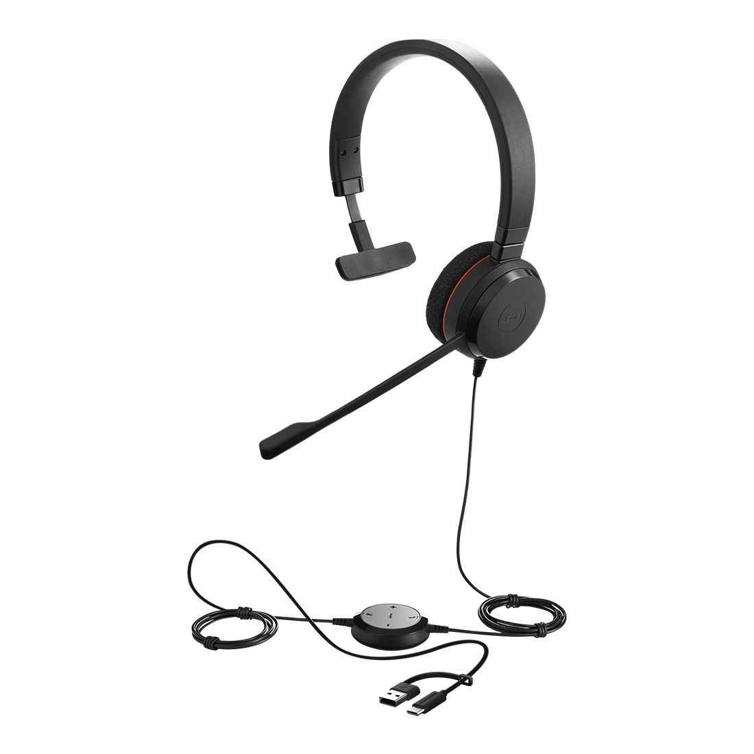Jabra Evolve 20 SE, USB C/A, UC Mono Headset, Plug-and-play, Noise-cancelling, Clearer Conversation, Manage Ca