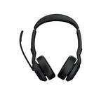 Jabra Evolve2 55 UC stereo headset on charging stand