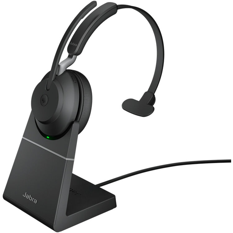 Jabra Evolve2 65 MS Teams Wireless Mono Headset with Charging Stand Jabra