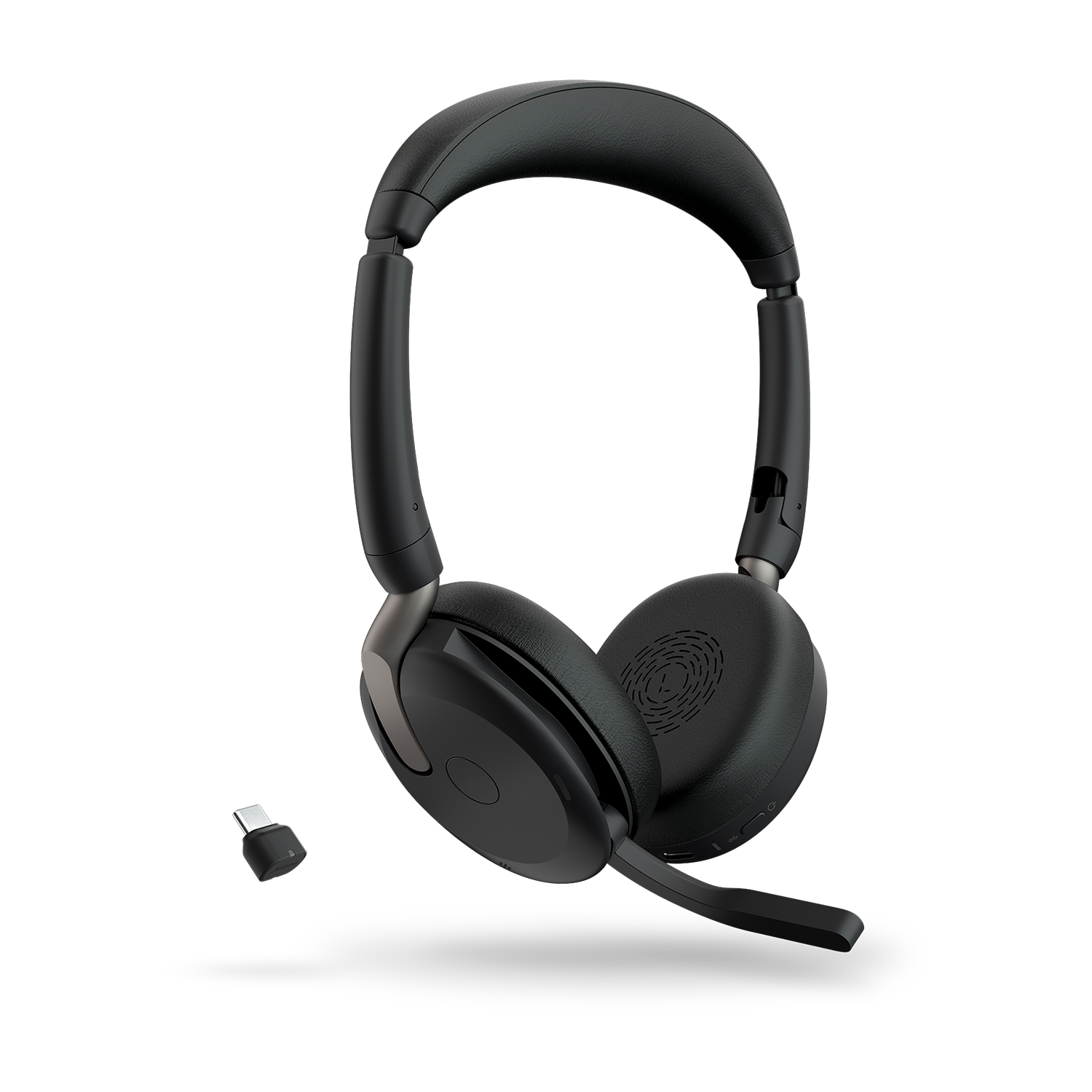 Jabra Evolve2 65 Flex UC headset folded for portability