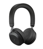 Black Jabra Evolve2 75 USB-C Headset on stand