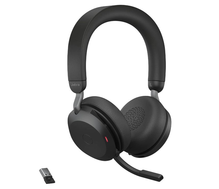Jabra Evolve2 75 USB-C Link380a UC Stereo Black, 8-Mic Technology, 36 Hours Battery & Fast Charge, Dual-Foam T