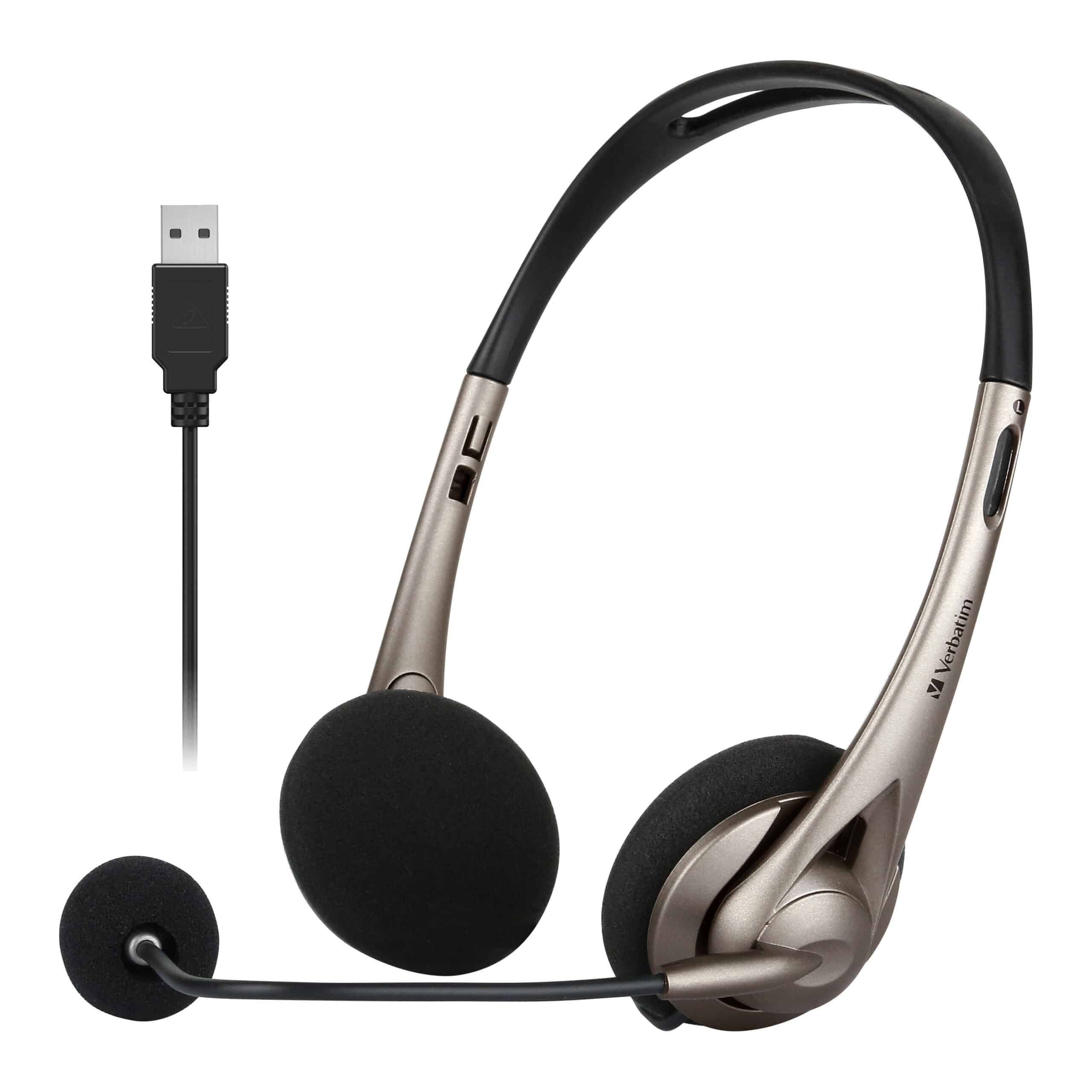 Verbatim USB Headset with Mic & Volume Control - Grey Verbatim