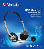 Verbatim USB Headset with Mic & Volume Control - Grey Verbatim