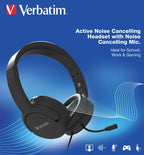 Verbatim ANC Multimedia Headset with Noise Cancelling Mic - Black Verbatim