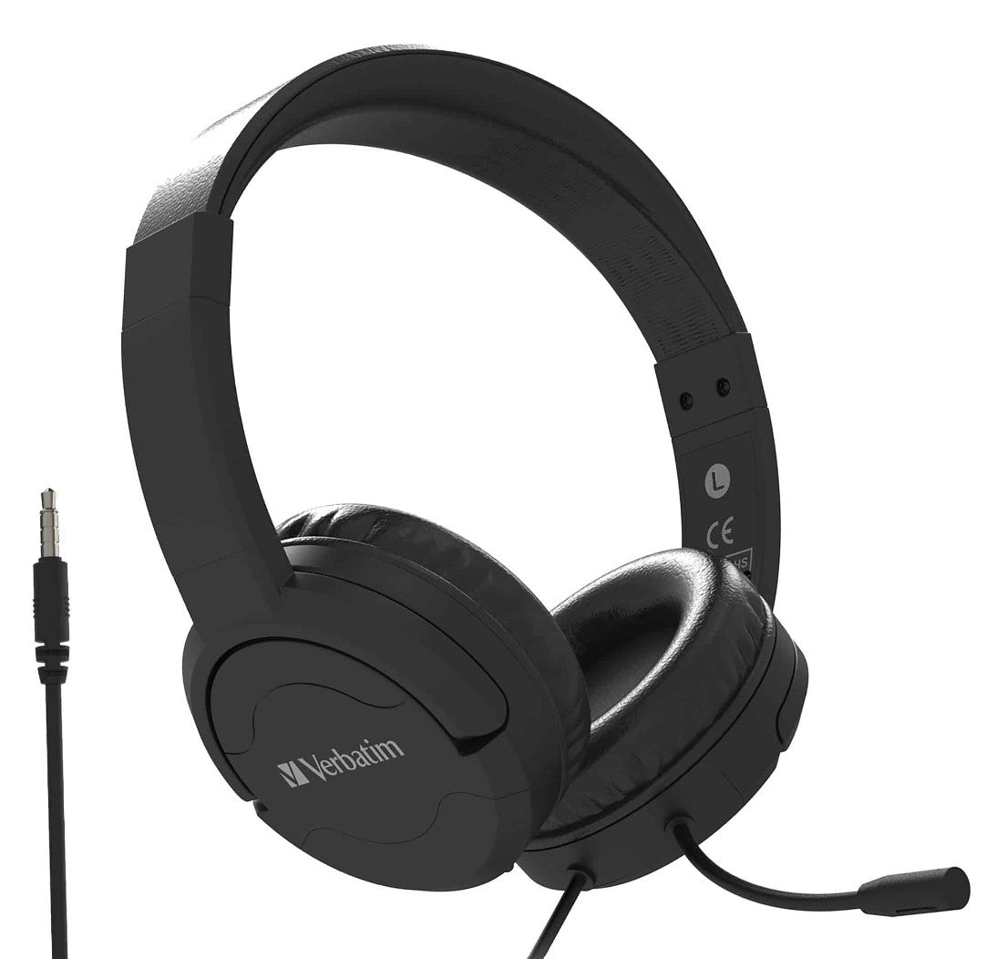 Verbatim ANC Multimedia Headset with Noise Cancelling Mic - Black Verbatim
