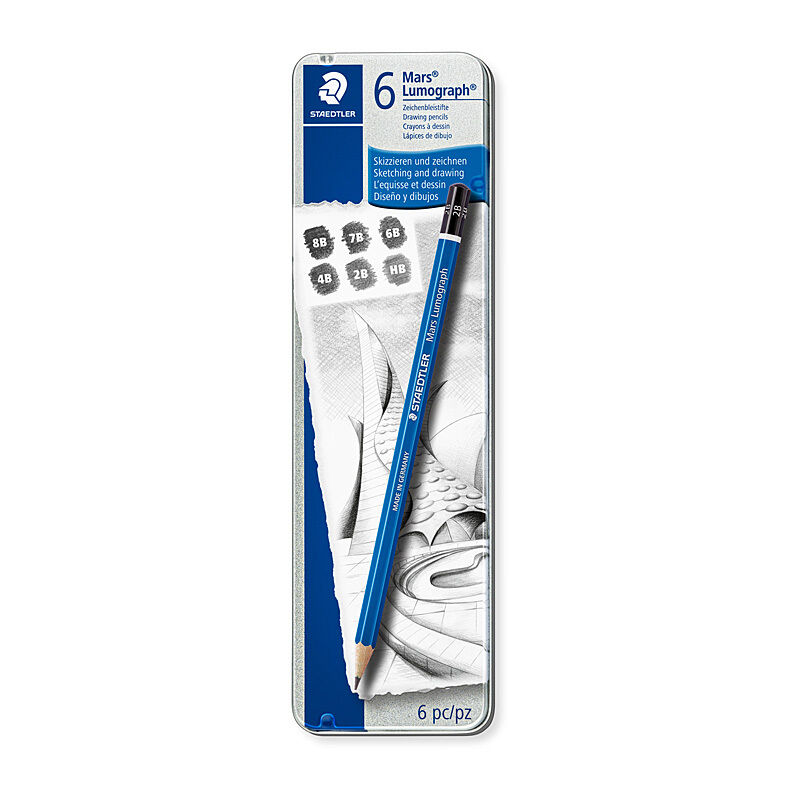 Staedtler Mars Lumograph Drawing & Sketching Pencils - 6 Pc Tin Staedtler