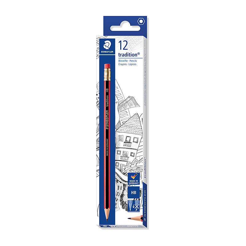 Staedtler Tradition HB Graphite Pencils with Eraser - 12 Pack Staedtler