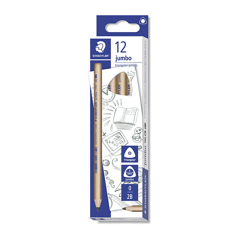 Staedtler Jumbo Triangular 2B Pencils | Easy Grip for Small Hands Staedtler