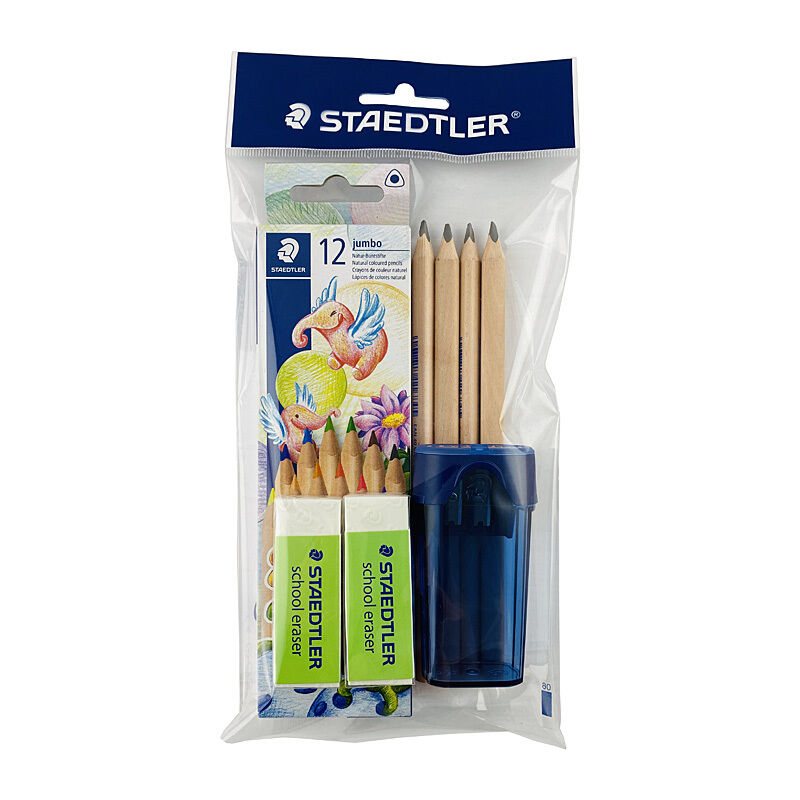 Staedtler Jumbo School Kit: Pencils, Erasers & Sharpener Set Staedtler