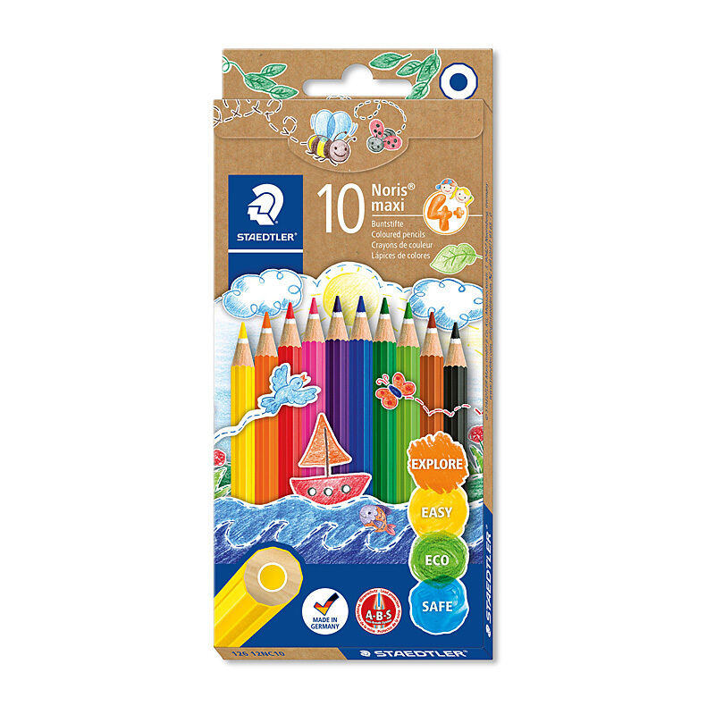 Staedtler Noris Jumbo Colour Pencils Bx10 | Easy Grip for Small Hands Staedtler