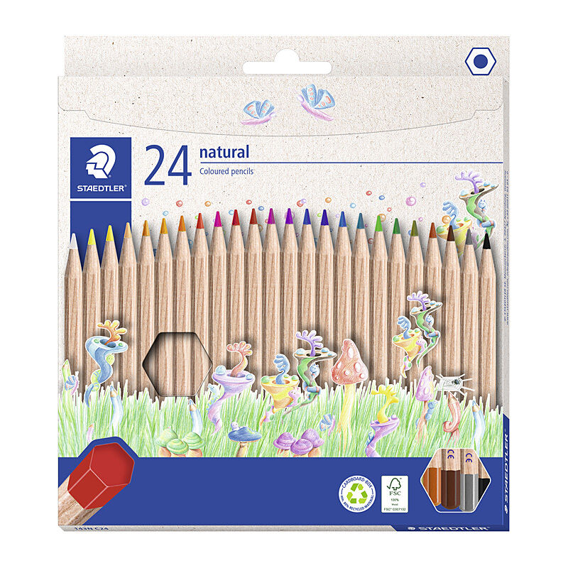 Staedtler Natural Coloured Pencils, 24 Assorted Vibrant Colours Staedtler