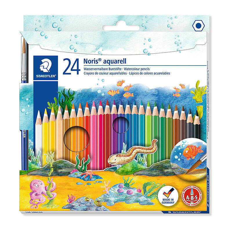 Staedtler Noris Aquarell Watercolour Pencils - 24 Set + Brush Staedtler